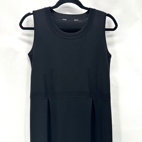 Misook Sheath Dress Knit Midi Size S Sleeveless Pintuck Pleated Preppy Classic - Picture 3 of 7